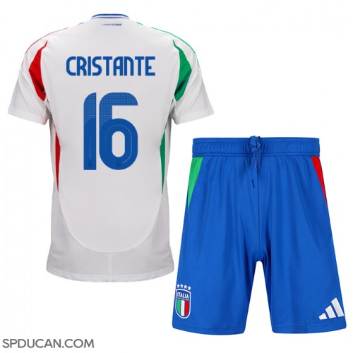 Dječji Nogometni Dres Italija Bryan Cristante #16 Gostujuci EP 2024 Kratak Rukav (+ Kratke hlače)